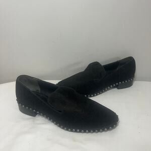 Adrianna Papell Flats Black Textured Leather Studded Whimsigoth Witchy 36/6